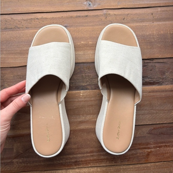 & Other Stories Canvas Cream Platform Mules Chunky Sole Size 38 / US 7 - Picture 7 of 14
